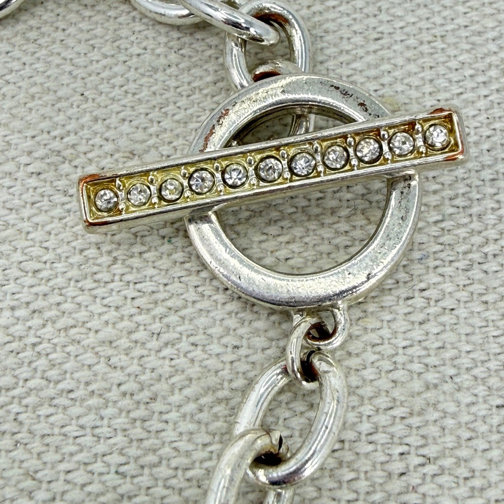 Anne Klein Silver Tone‎ Crystal Charm Toggle Bracelet - Picture 5 of 8